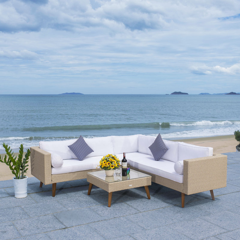 Oliver Chicago Outdoor 4 Piece Sectional Seating Group with